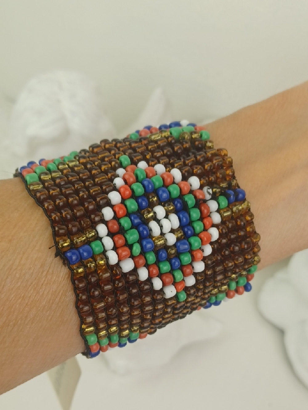 Multicolor Tribal Boho Full Wrap Slip On Stretch Cuff Bracelet